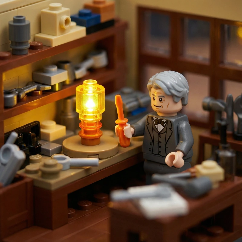 Edison's Brick-Lit Lab, created using a Nano Banana Prompt