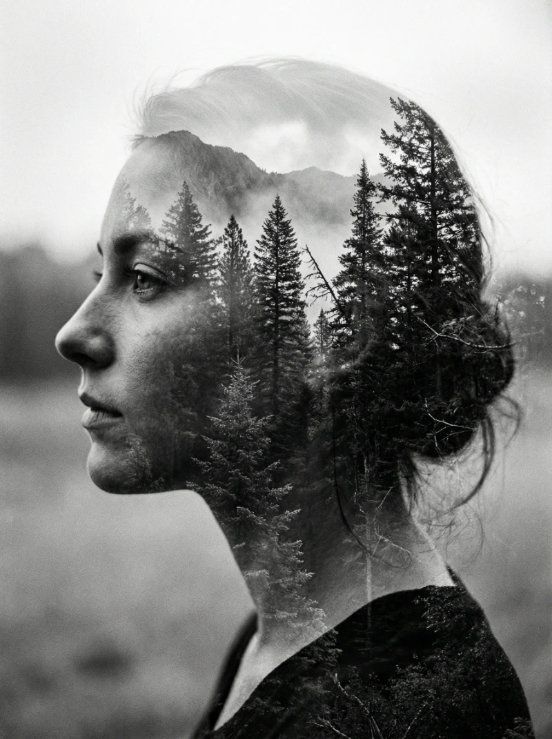 Forest Face Double Exposure