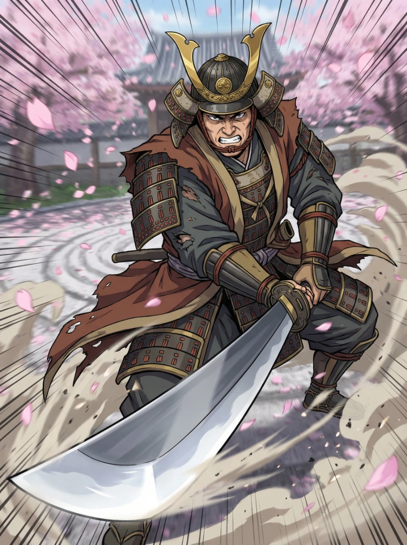 Nano Banana model generation of Dynamic Samurai Blade Action