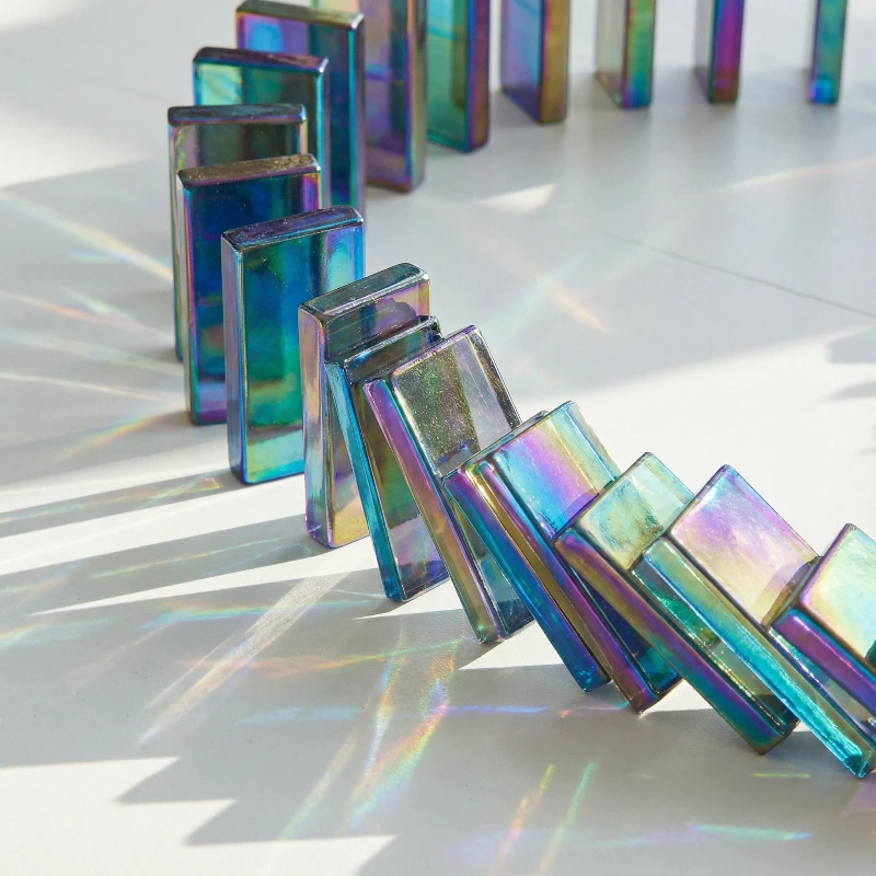 Dichroic Domino Spiral, created using a Nano Banana Prompt