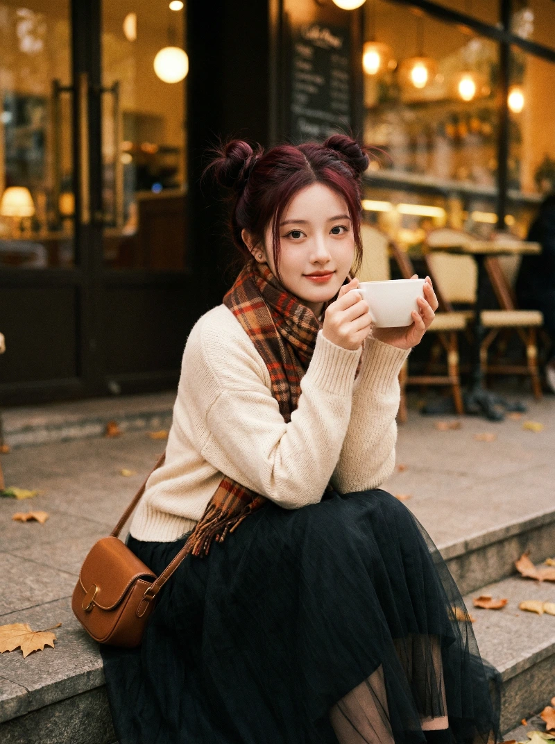 Nano Banana model generation of 1970s Cafe Fashion Portrait