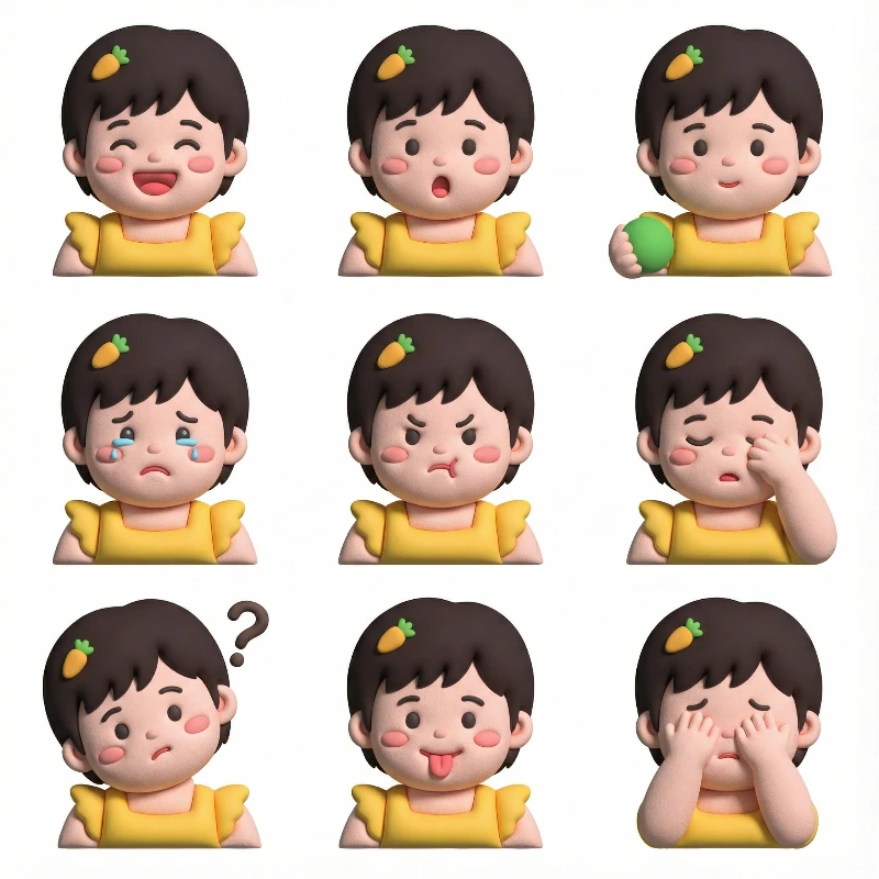 3D Emotion Icons Grid, created using a Nano Banana Prompt