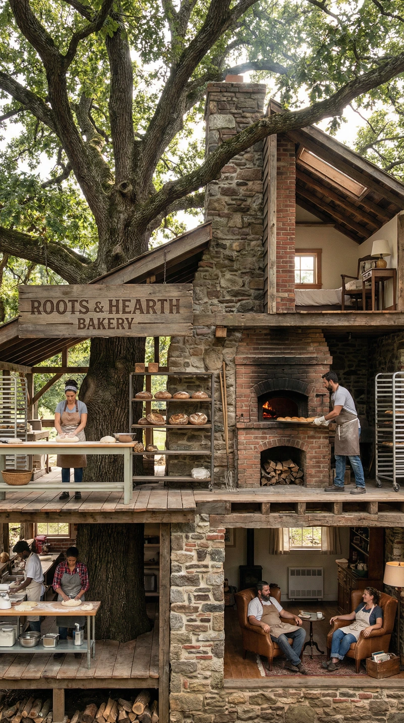 Cinematic Tree-Oven Diorama, created using a Nano Banana Prompt