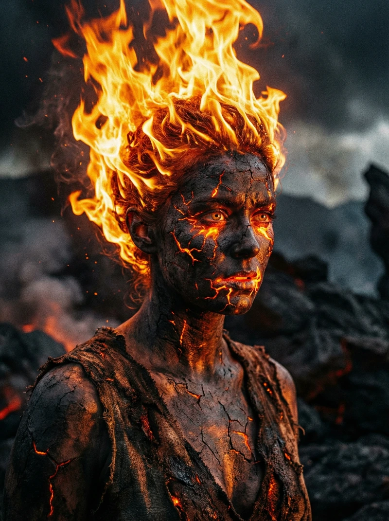 Flame-Haired Charcoal Portrait