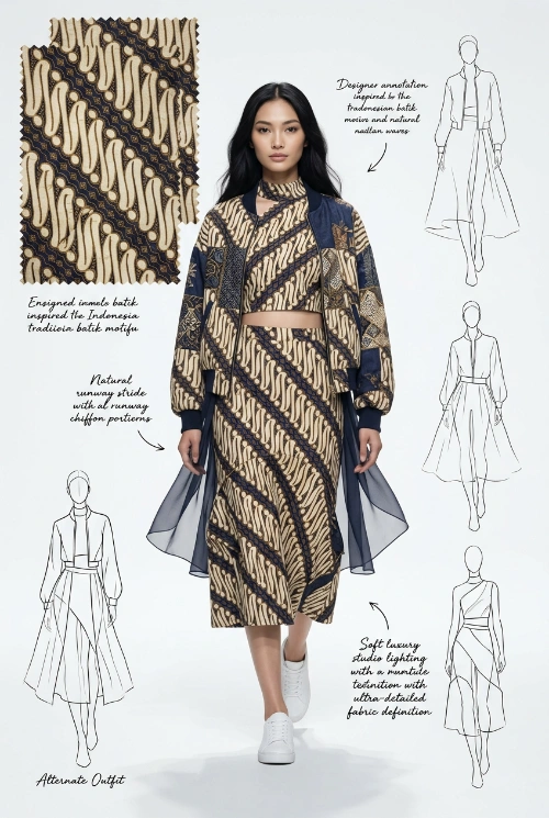 Nano Banana model generation of Ultra-Premium Batik Couture Board