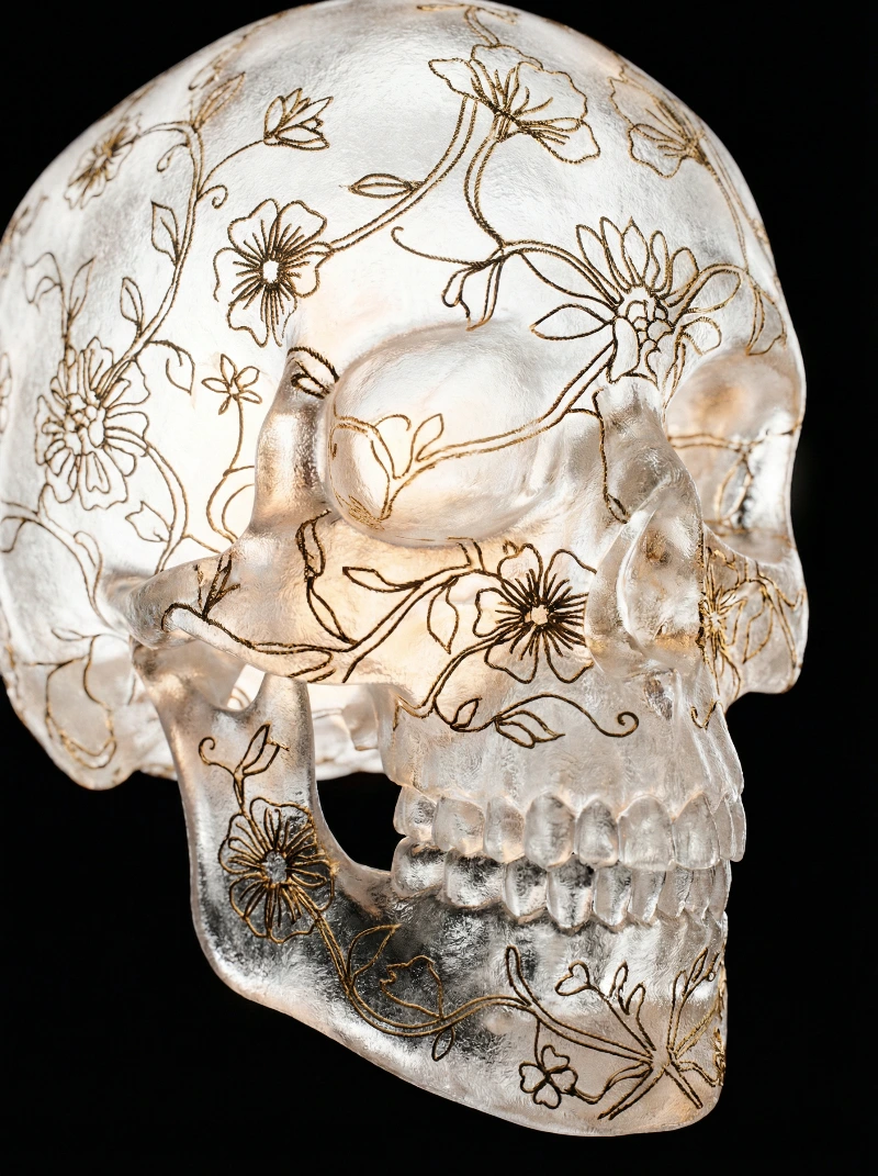 Glowing Frosted Glass Skull