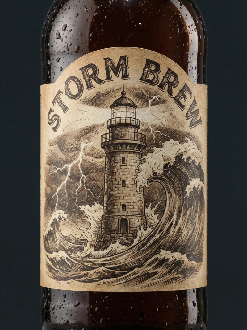 Storm Brew Lighthouse Storm, created using a Nano Banana Prompt