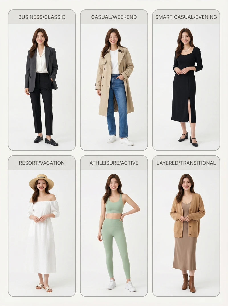 Nano Banana model generation of 6-Panel Fashion Lookbook