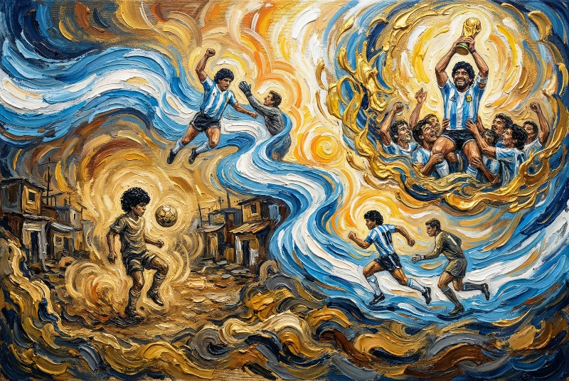 Nano Banana model generation of Van Gogh Maradona Impasto Flow