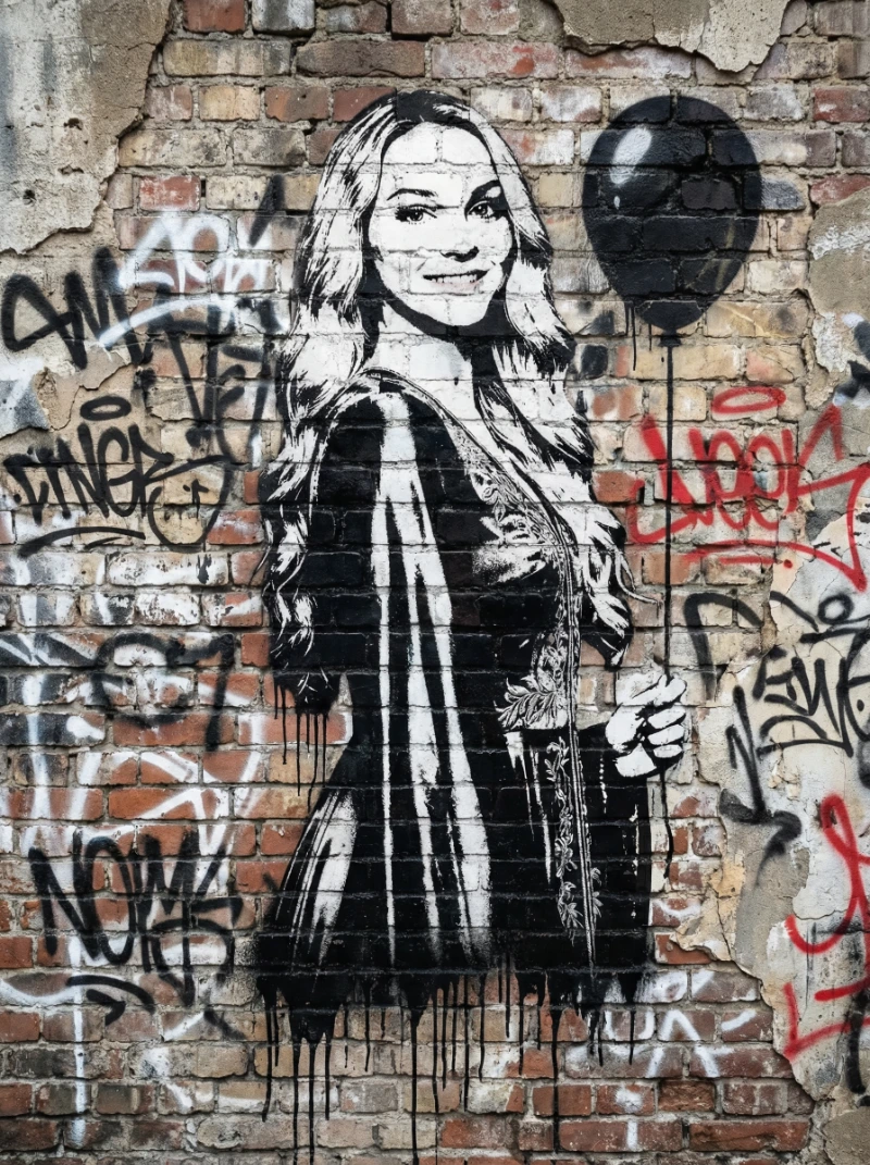 Guerrilla Child Balloon Stencil, created using a Nano Banana Prompt