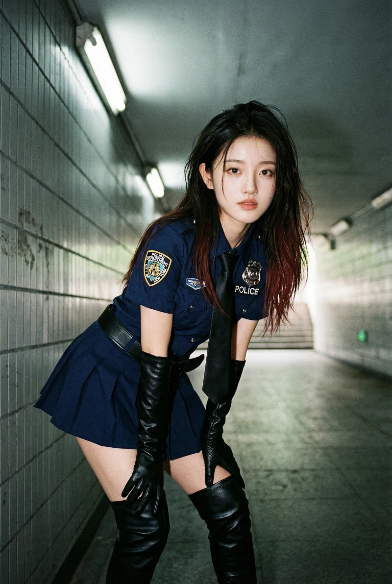 Gritty Subway Police Portrait