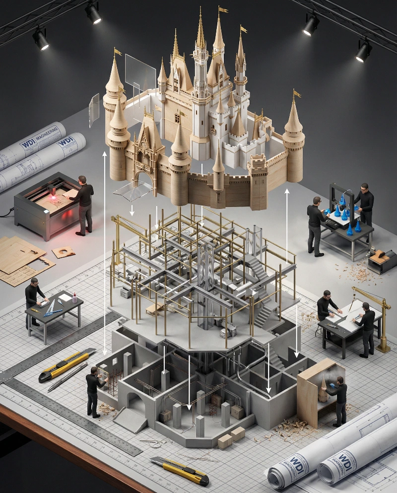 Nano Banana model generation of Tiny Workers Structural Diorama