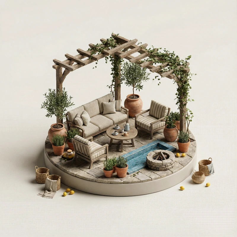 Mediterranean Patio Diorama, created using a Nano Banana Prompt