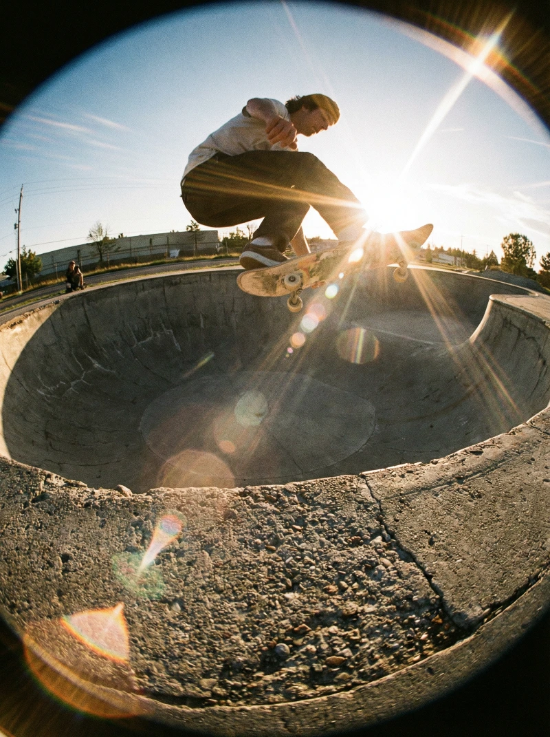 Nano Banana model generation of Sunset Skate Fisheye Flare