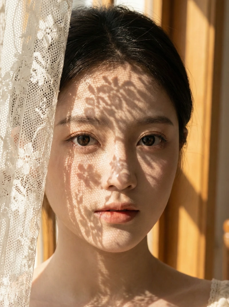 Lace-Lit Floral Portrait