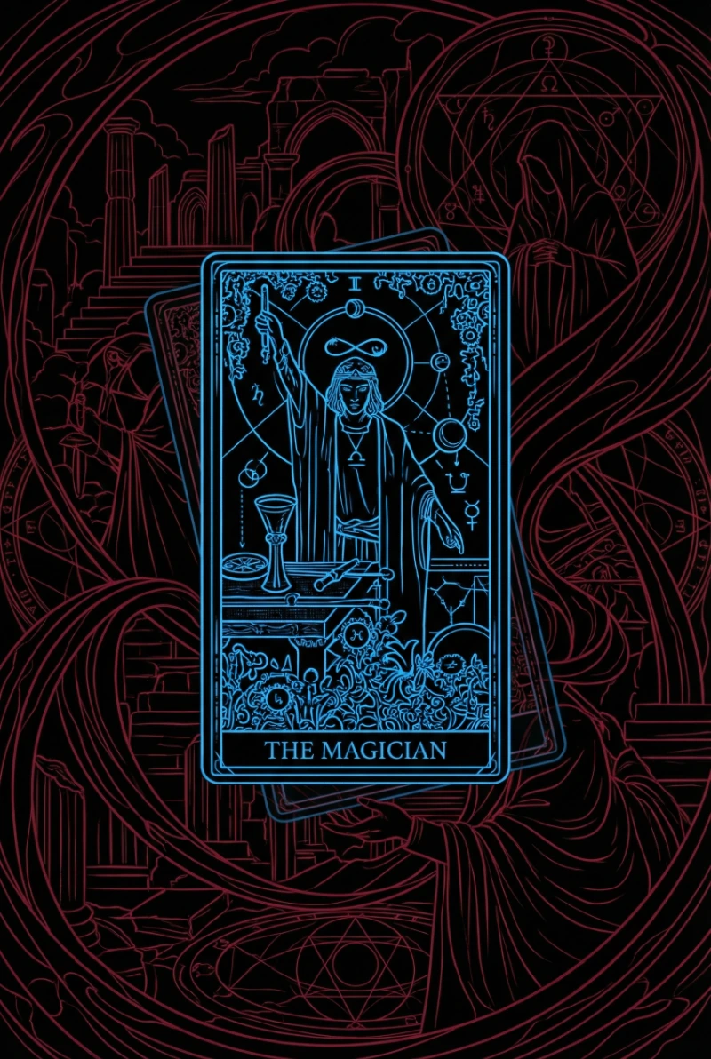 Dual-Tone 3D Tarot, created using a Nano Banana Prompt