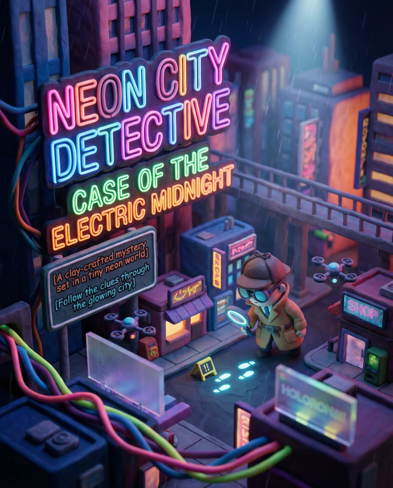 Neon Clay Detective, created using a Nano Banana Prompt