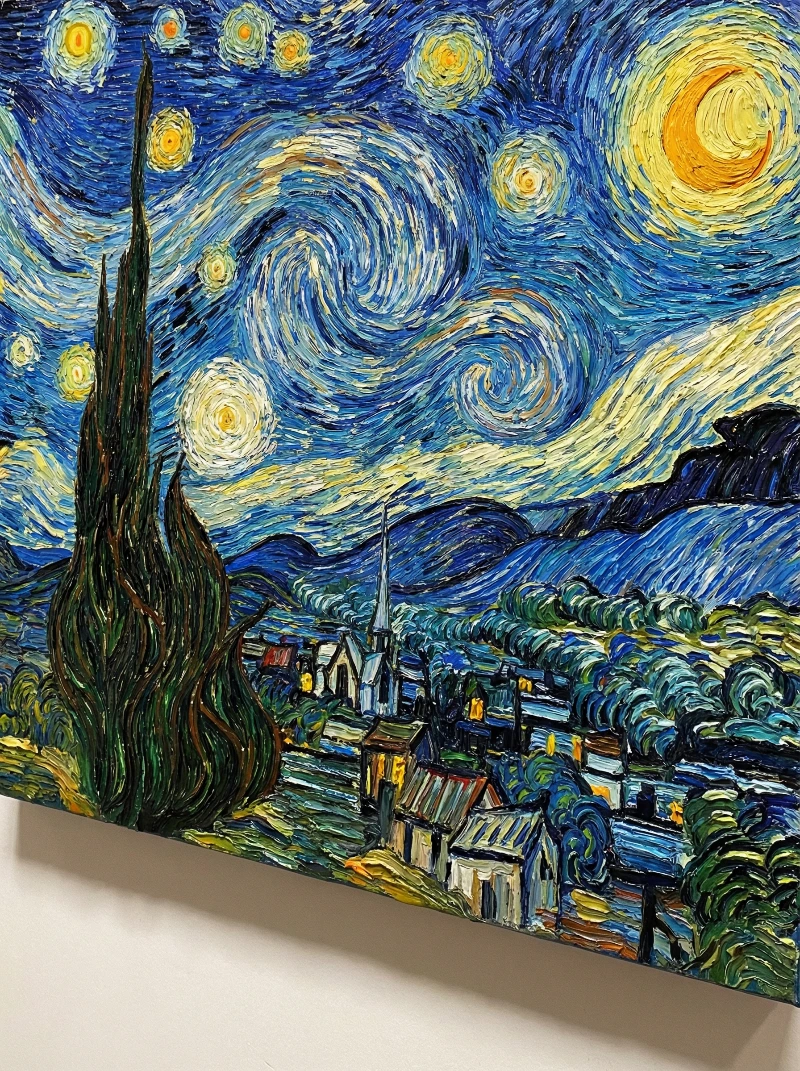 Nano Banana model generation of Nocturnal Post-Impressionist Village