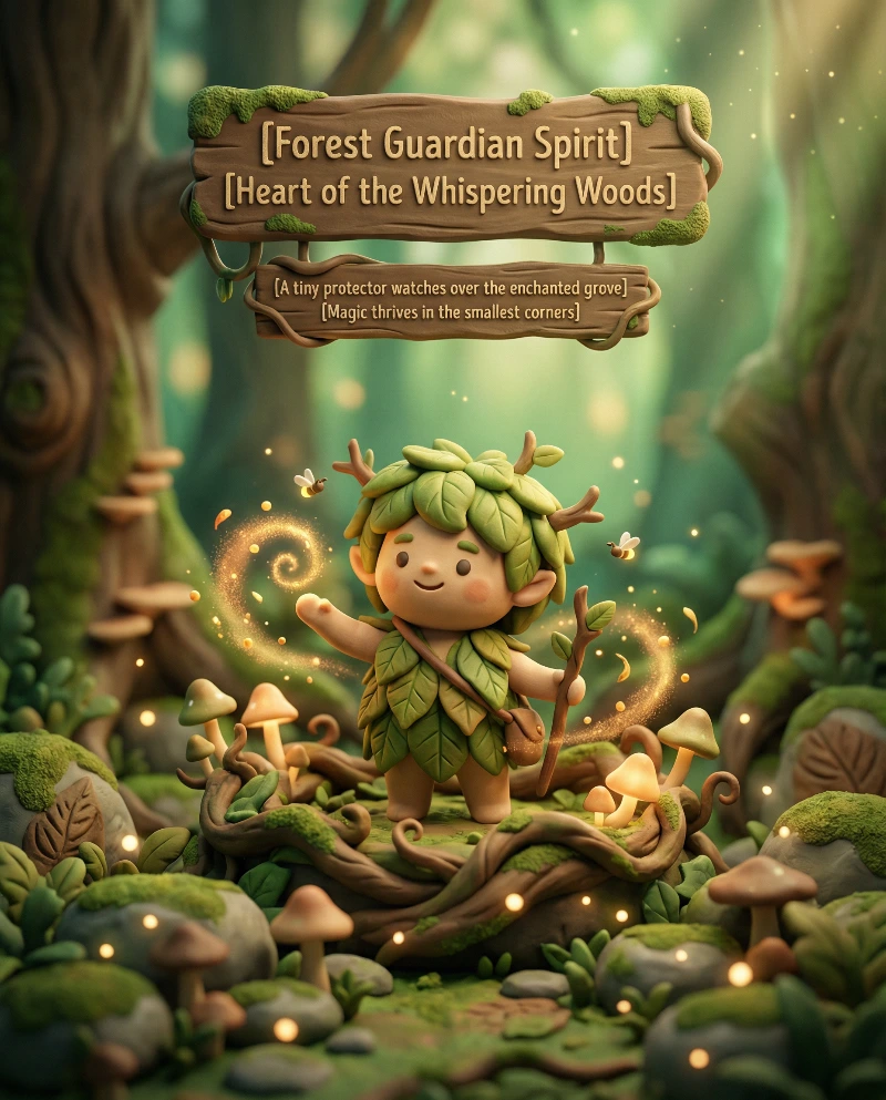 Nano Banana model generation of Clay Forest Guardian Magic