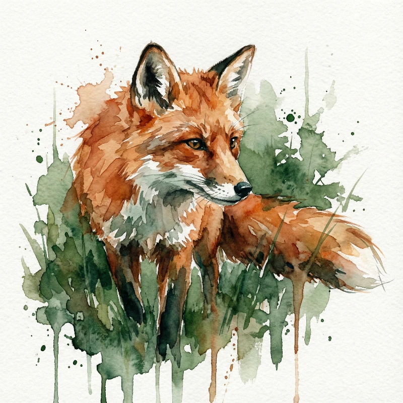 Burnt Orange Fox Watercolor, created using a Nano Banana Prompt
