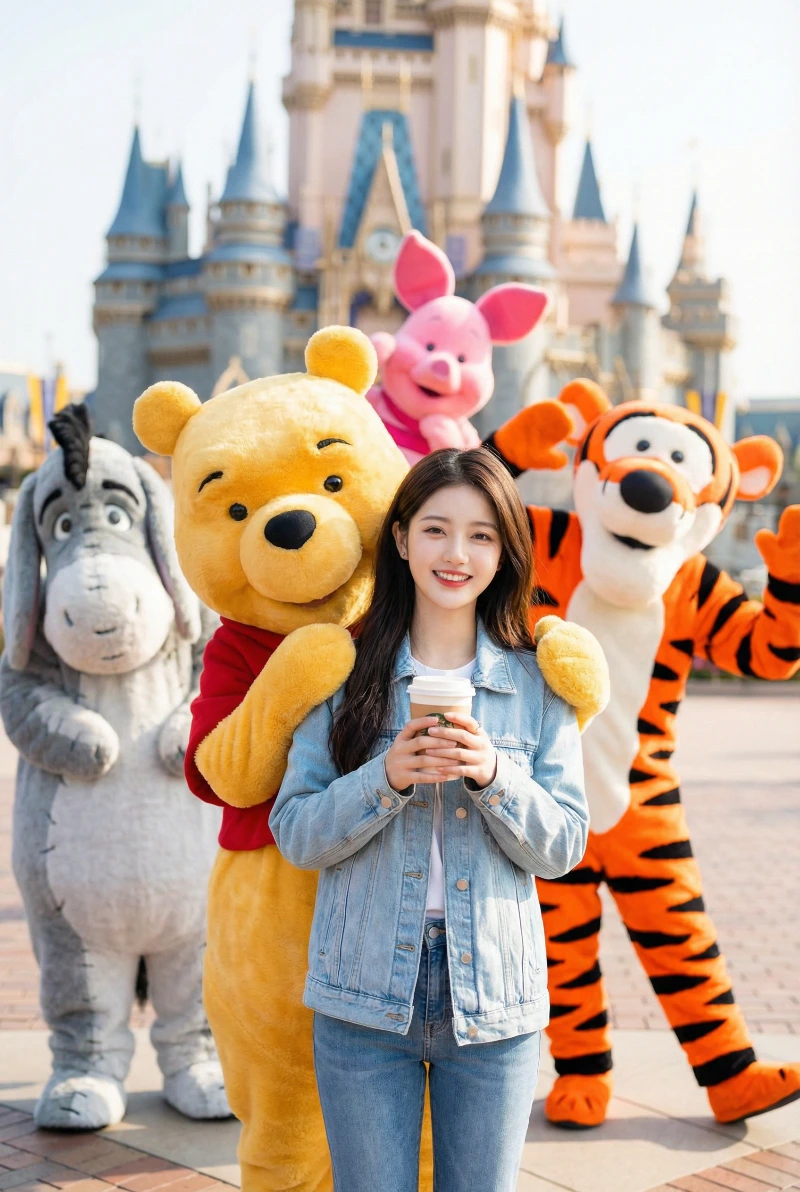 Nano Banana model generation of Magical Park Cheerful Portrait