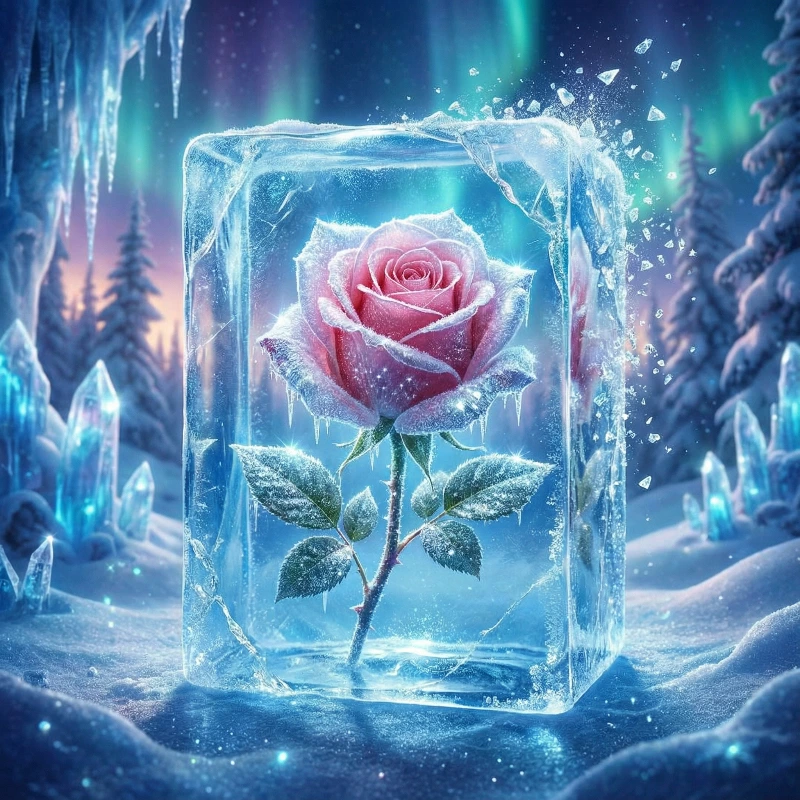 Frosted Ice Rose Fantasy, created using a Nano Banana Prompt
