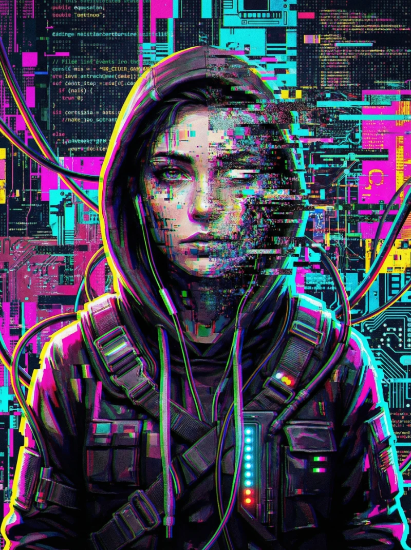 Glitchy Hacker Portrait