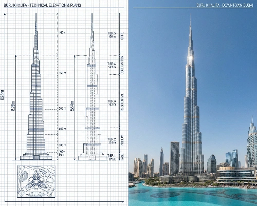 Burj Khalifa Sketch vs Photo