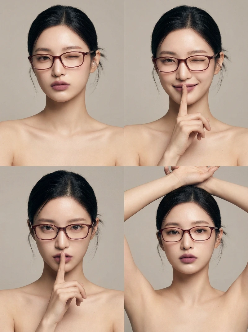 Nano Banana model generation of Elegant Glasses Portrait Grid