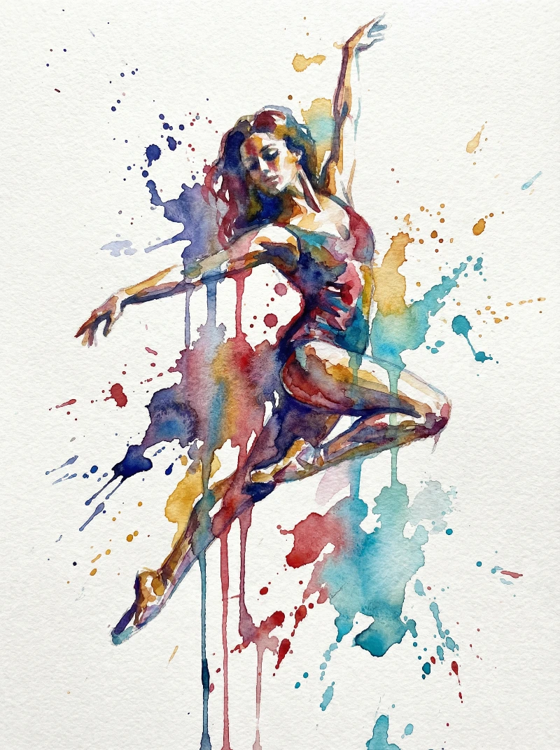 Drippy Watercolor Dancer, created using a Nano Banana Prompt