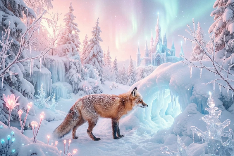 Enchanted Fox Winter, created using a Nano Banana Prompt