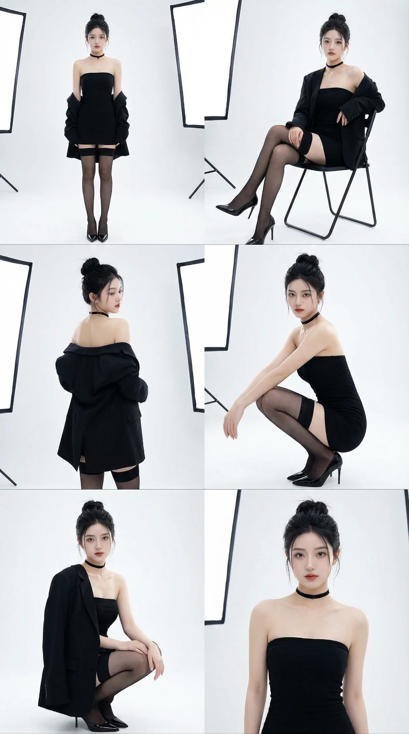 Nano Banana model generation of Elegant Black Fashion Collage