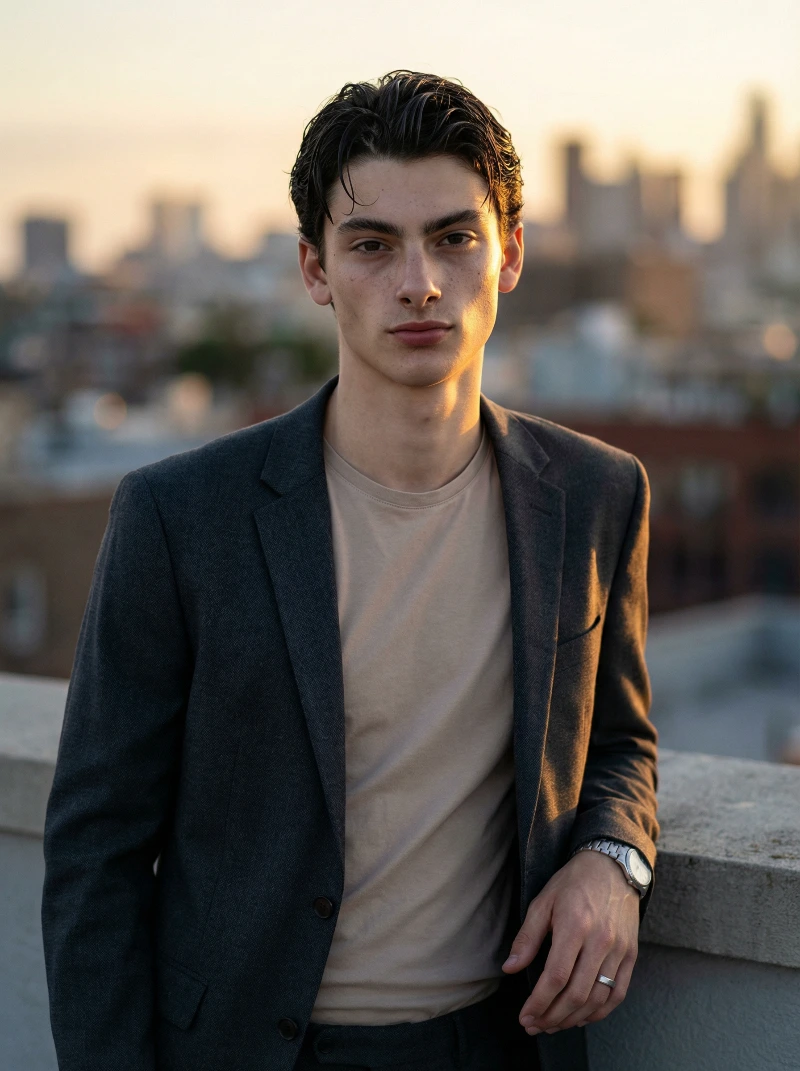 Mid-20s Sunset Rooftop, created using a Nano Banana Prompt