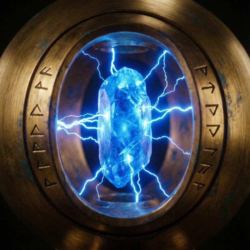 Nano Banana model generation of Levitating Blue Crystal Magic