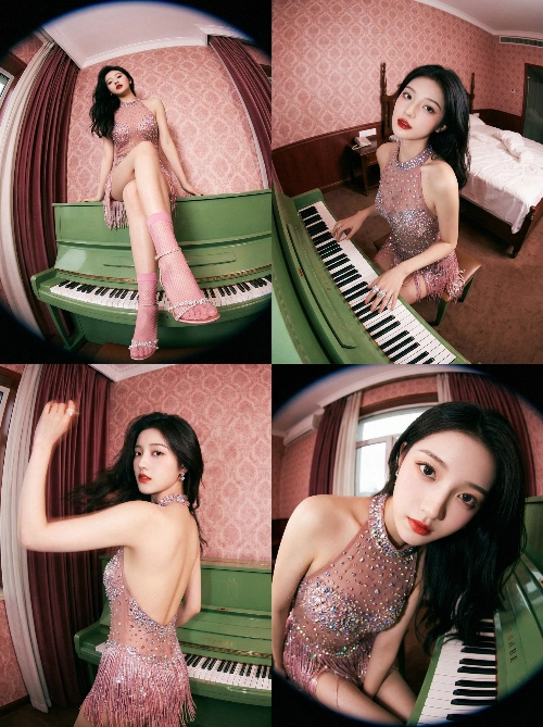 Nano Banana model generation of Vintage Glam Piano Portrait