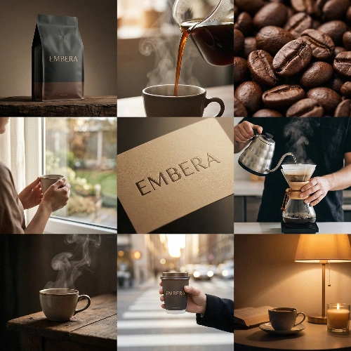 EMBERA Artisan Coffee Grid, created using a Nano Banana Prompt