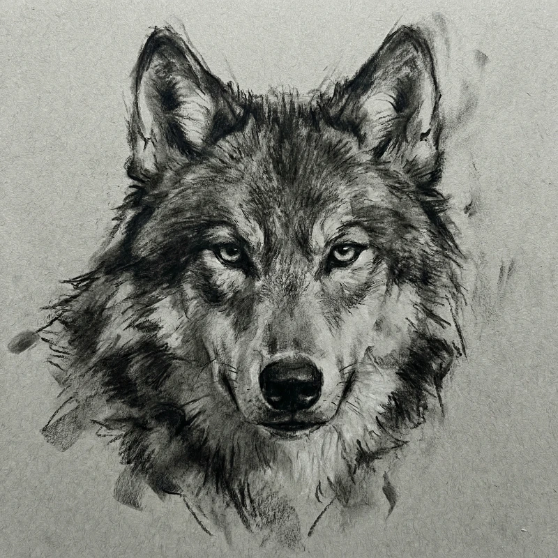 Smudged Wolf Charcoal Sketch, created using a Nano Banana Prompt