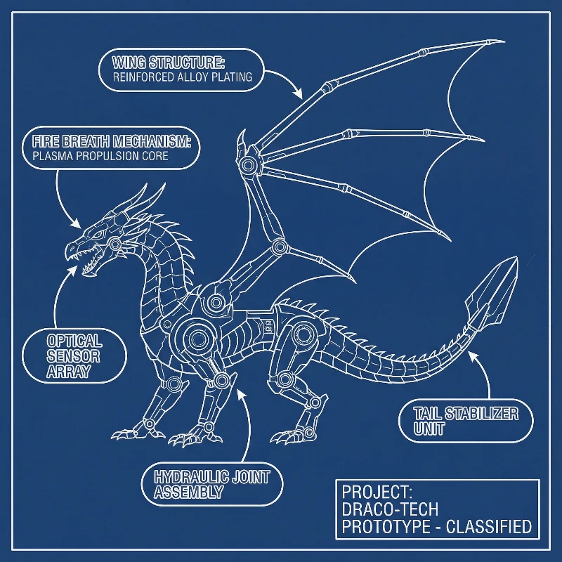 Nano Banana model generation of Blue Tech Dragon