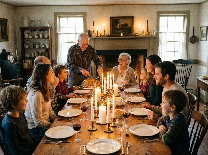 Candlelit Norman Rockwell Dinner, created using a Nano Banana Prompt