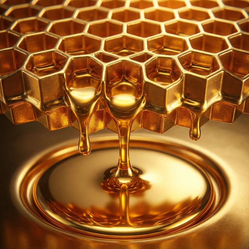 Nano Banana model generation of Molten Gold Honeycomb Close-Up