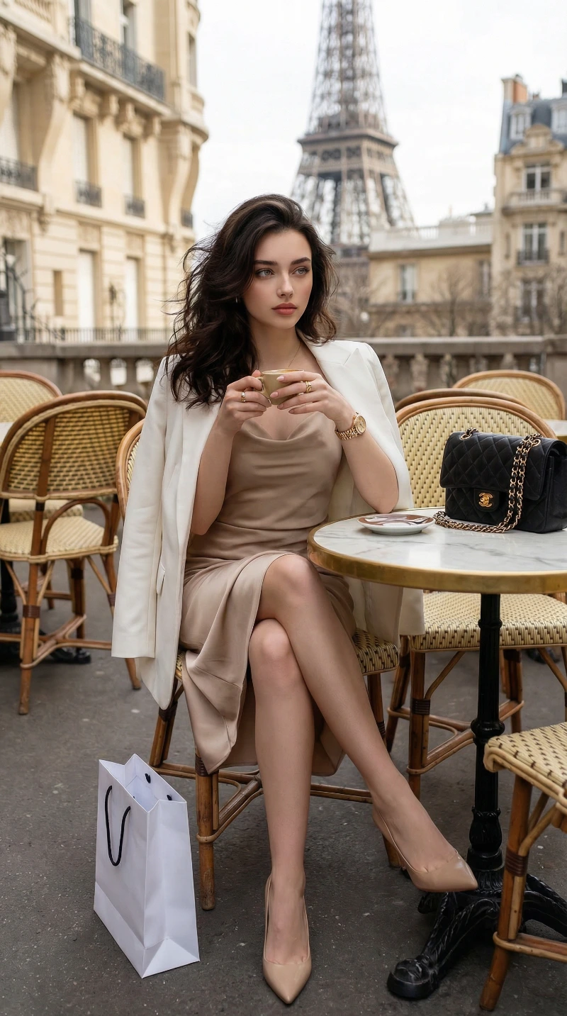 Nano Banana model generation of Elegant Parisian Café Portrait