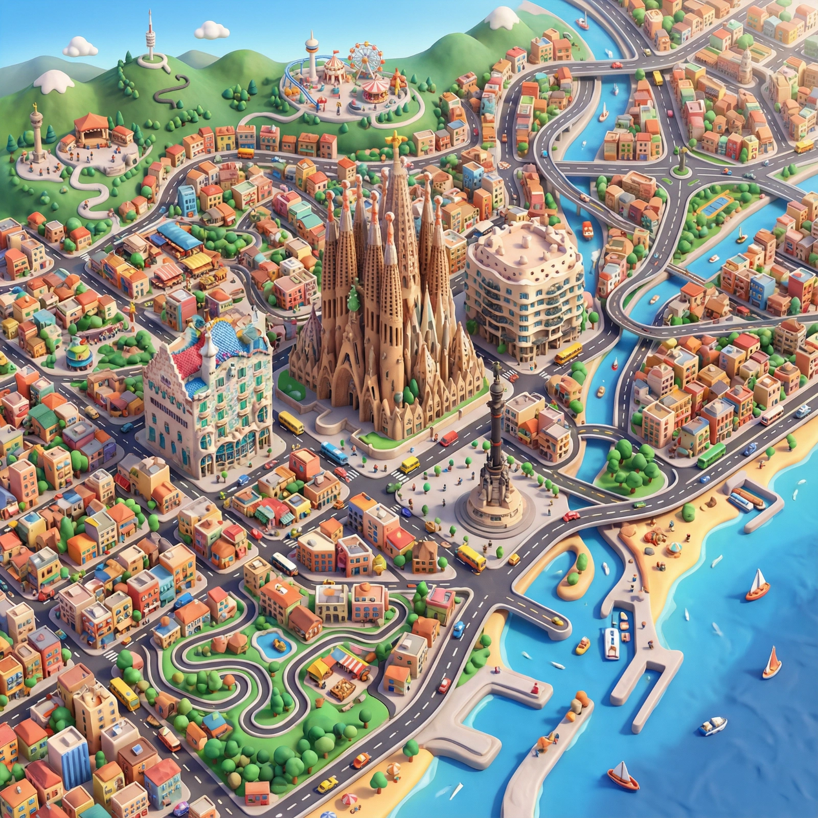 Barcelona Isometric Toy Map