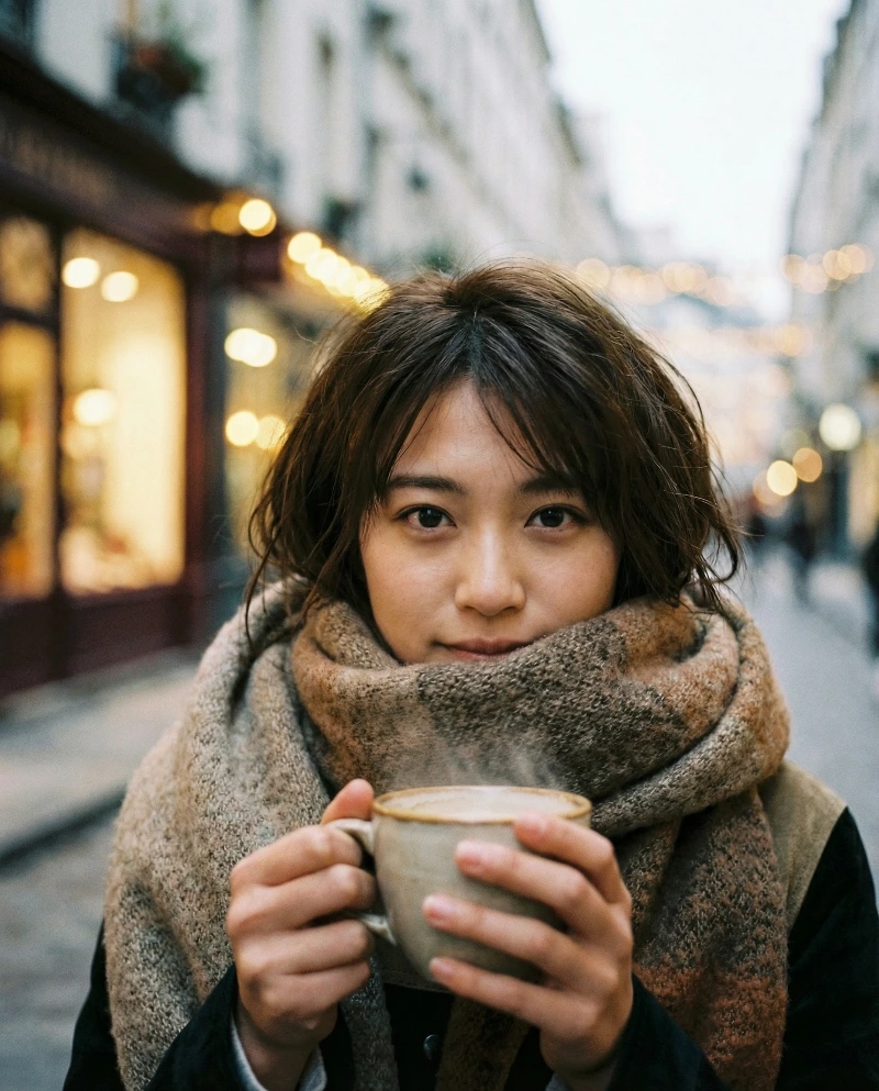 Nano Banana model generation of Cozy Winter Portrait