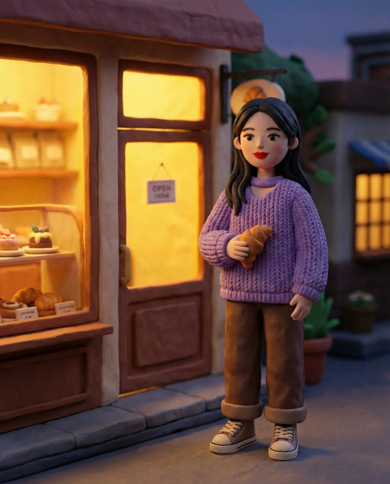 Cozy Claymation Croissant, created using a Nano Banana Prompt