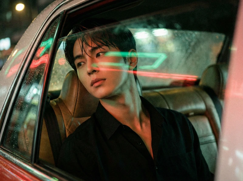 Wong Kar-wai Taxi Portrait, created using a Nano Banana Prompt