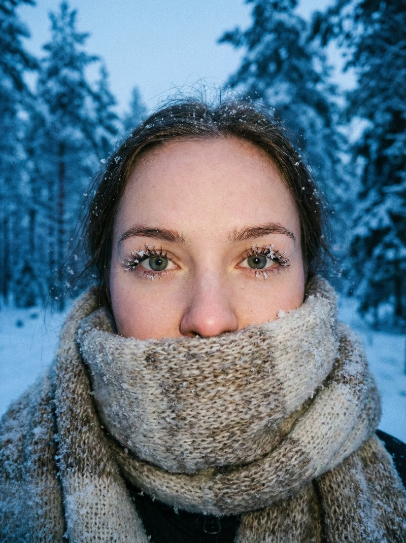 Blue-Toned Snowy Portrait