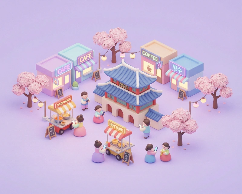 Nano Banana model generation of Kawaii Korea Diorama