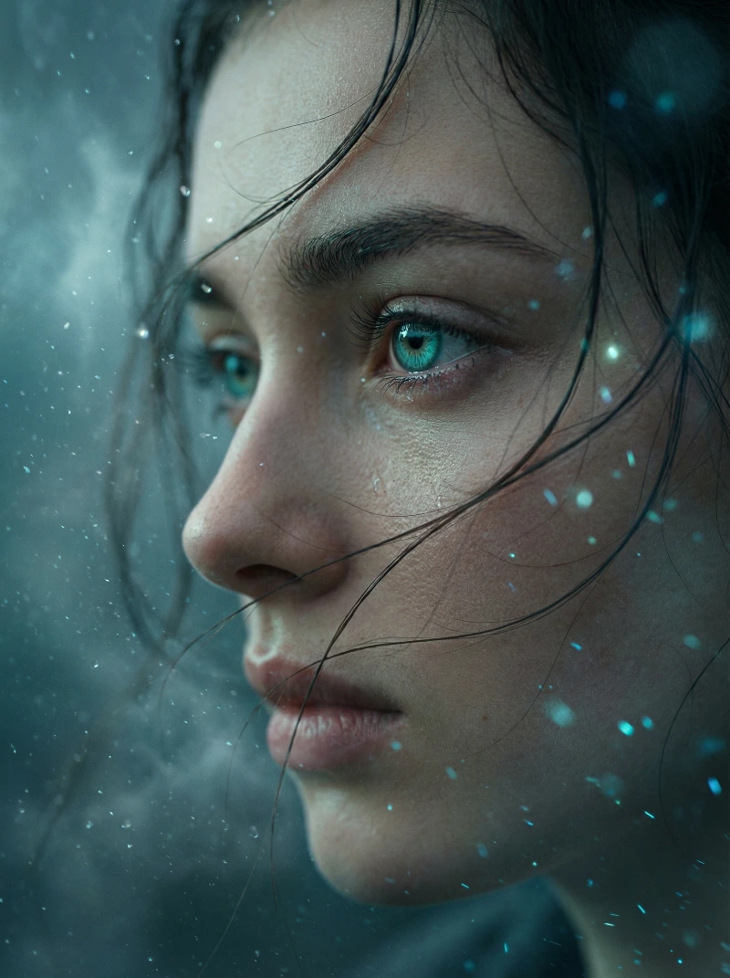 Ethereal Turquoise Portrait, created using a Nano Banana Prompt