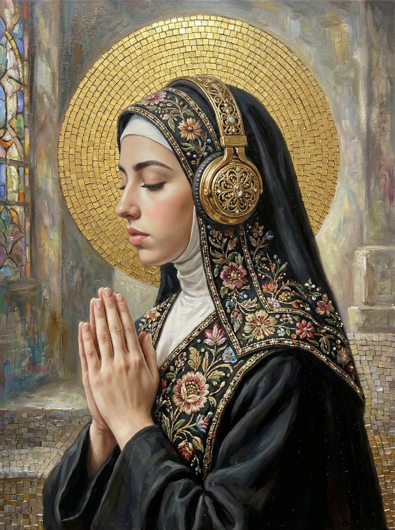 Serene Nun Golden Halo