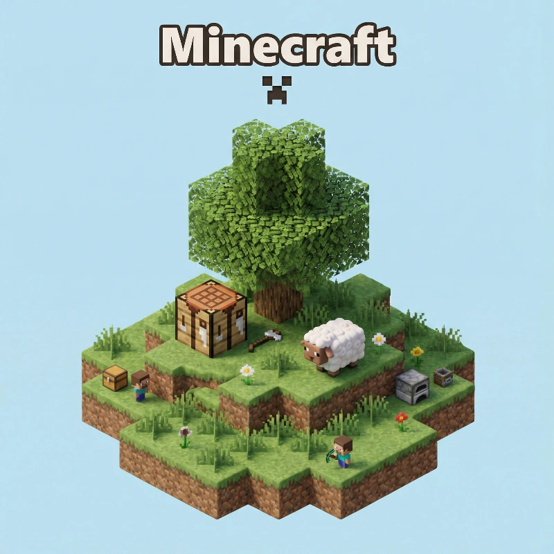 Minecraft Isometric Mini Scene, created using a Nano Banana Prompt